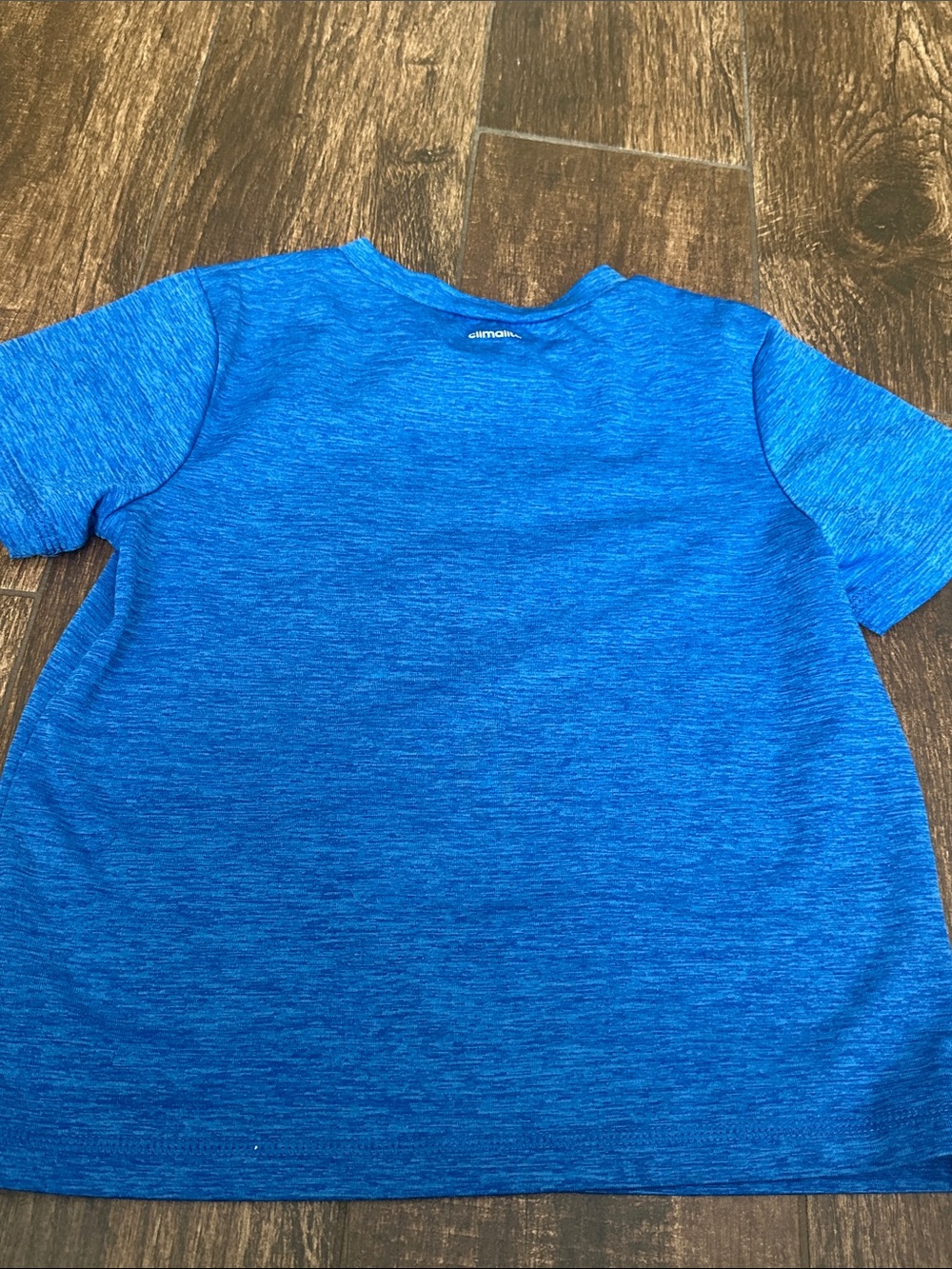 adidas Youth Heather Blue Tee with Yellow Logo - Picture 4 of 4